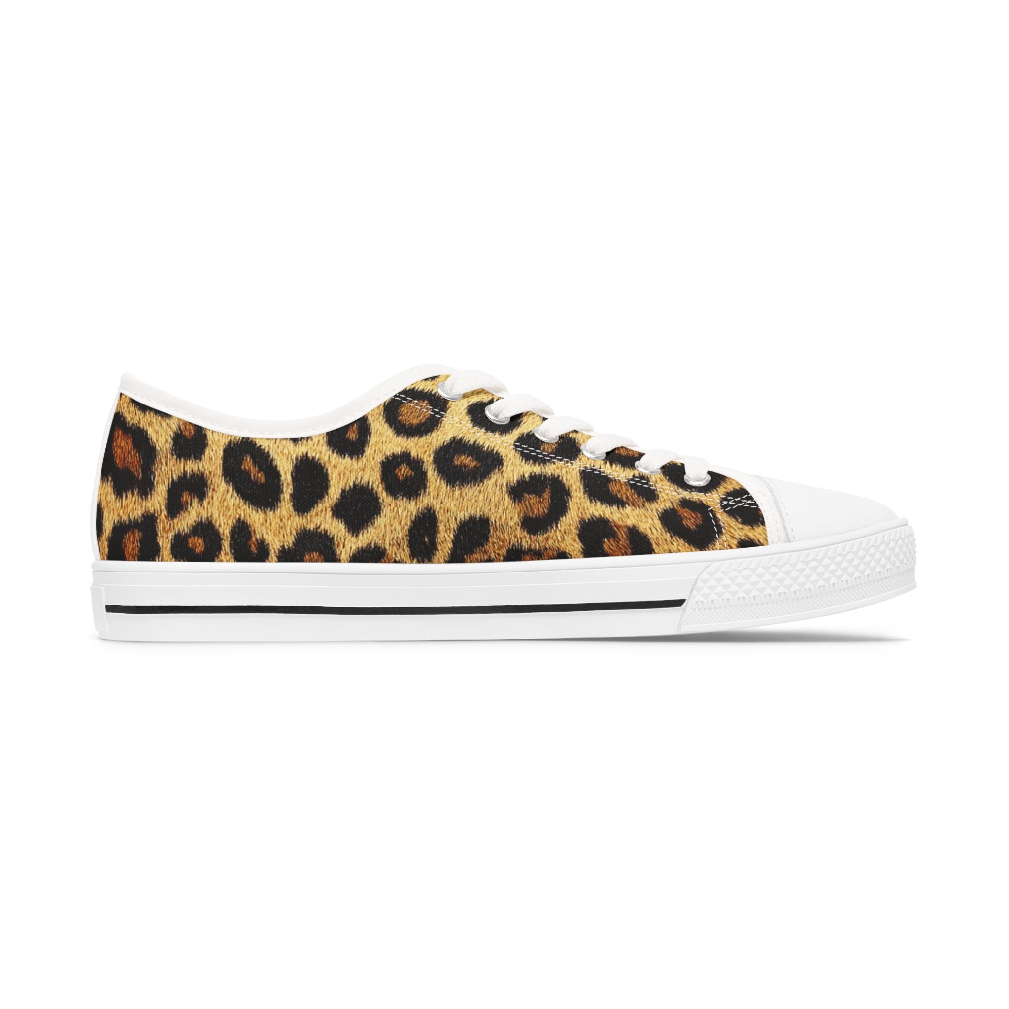 Leopard Print Low Top Sneakers – Women's Casual Animal Print Canvas Shoes