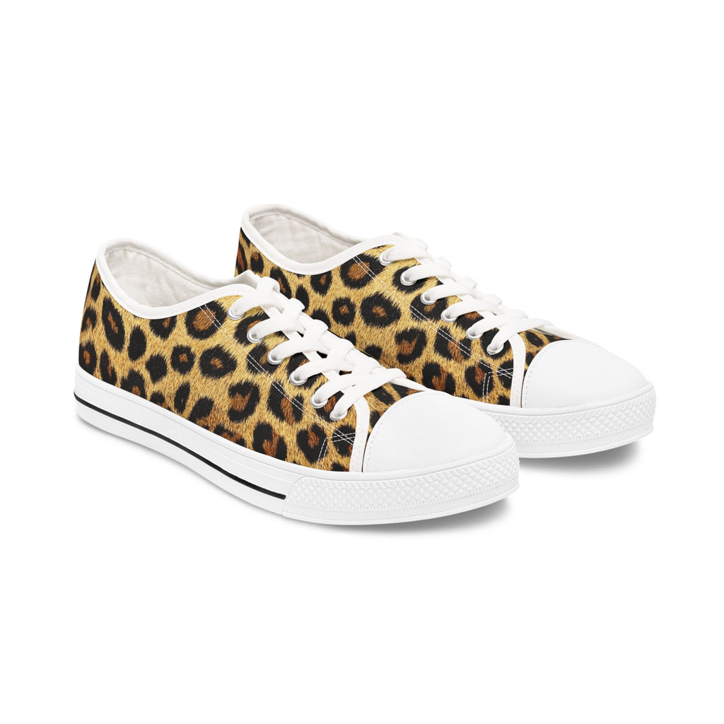 Leopard Print Low Top Sneakers – Women's Casual Animal Print Canvas Shoes
