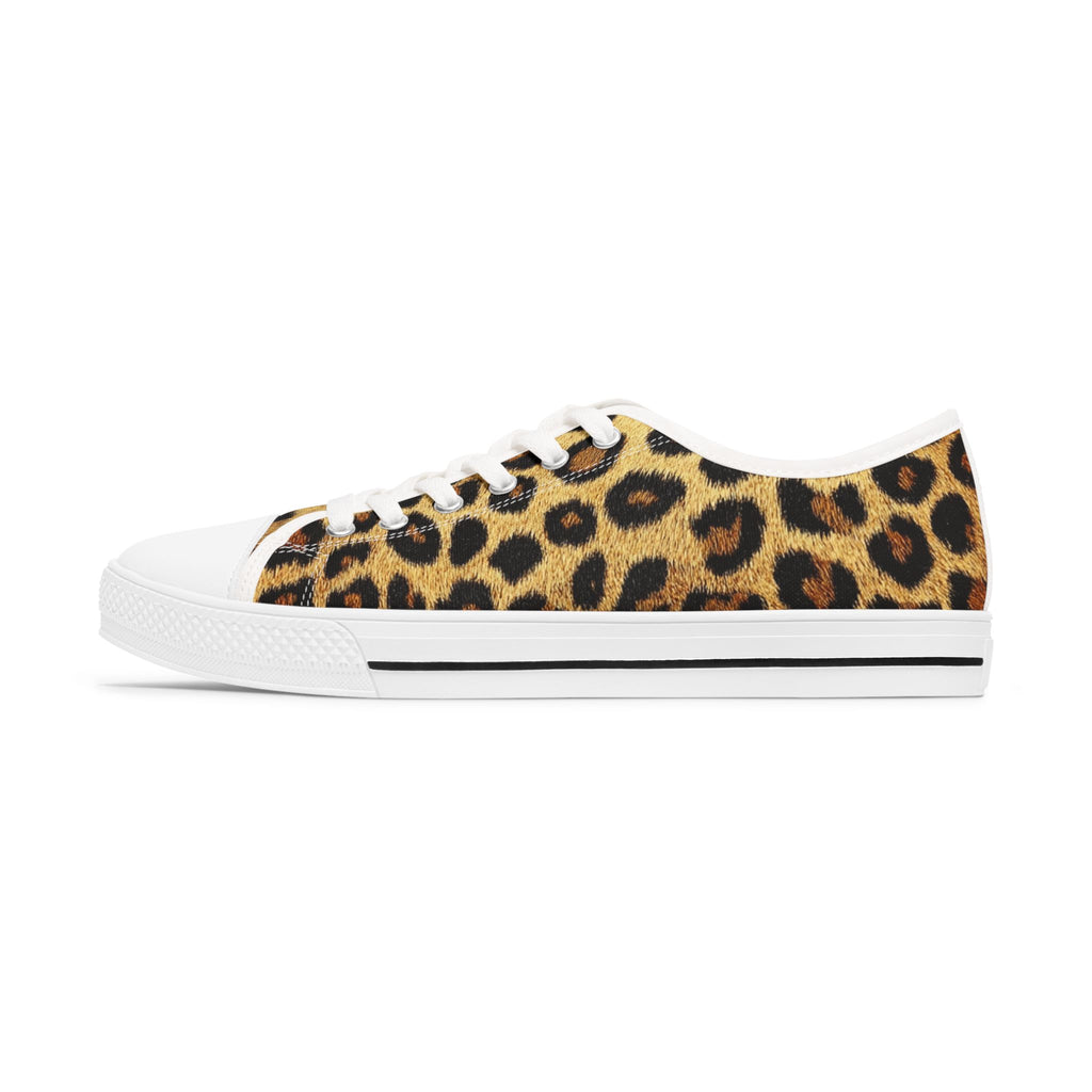 Leopard Print Low Top Sneakers – Women's Casual Animal Print Canvas Shoes