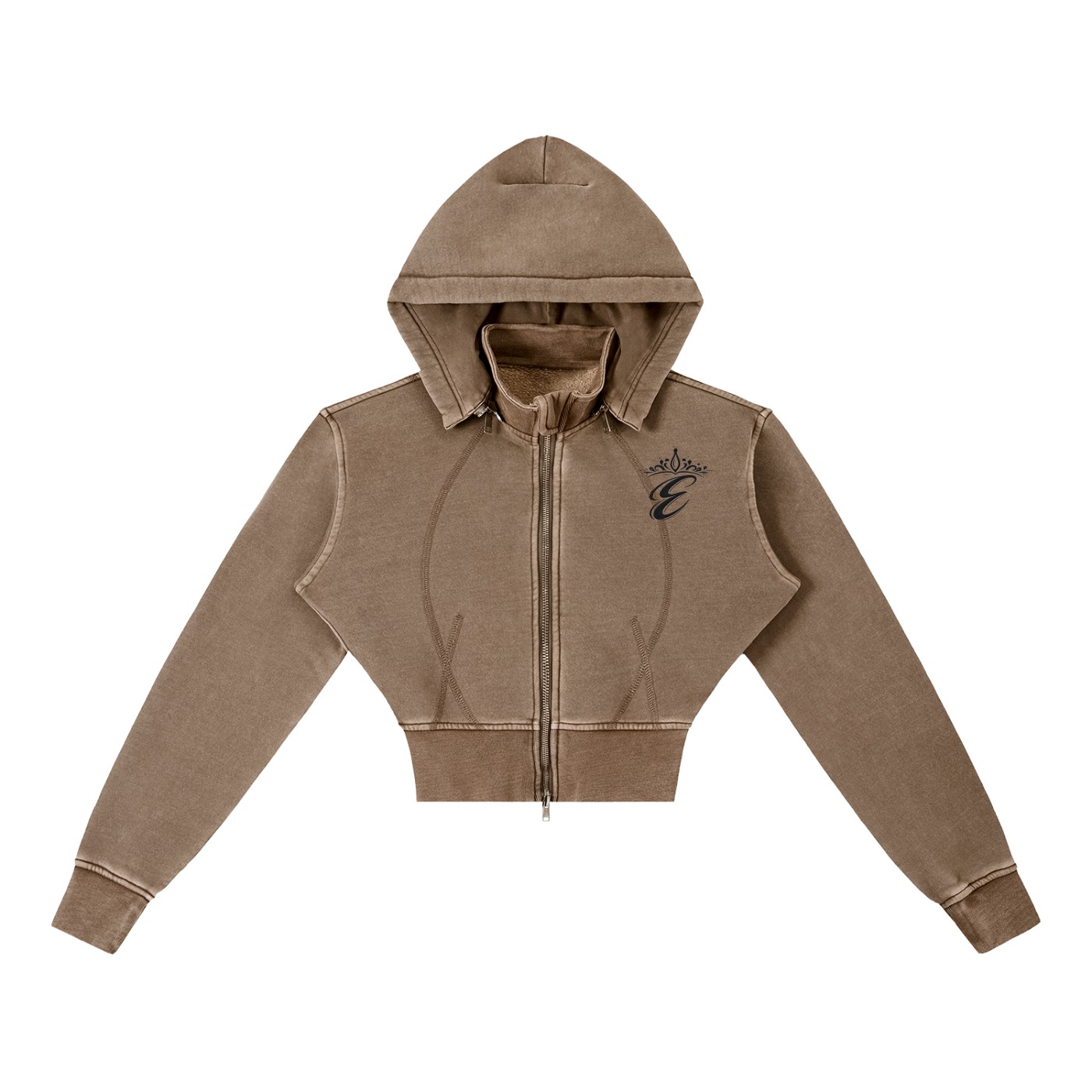 Vintage Washed Cropped Fleece Hoodie