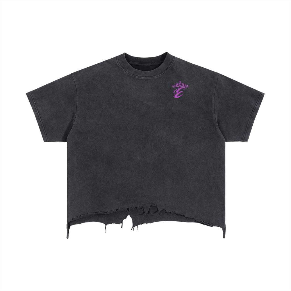 Vintage Wash Boxy Distressed Hem T-Shirt